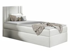 Mobilier1 Lit continental Baltimore 179, Unique, Blanc, Faux cuir, Disponible