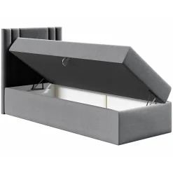 Mobilier1 Lit continental Baltimore 179, Unique, Blanc, Faux cuir, Disponible