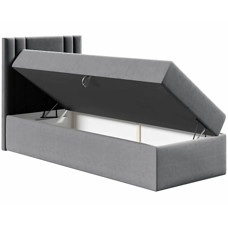 Mobilier1 Lit continental Baltimore 179, Unique, Blanc, Faux cuir, Disponible
