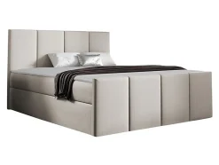 Mobilier1 Lit continental Baltimore 154, Double, Brun clair, Tissu, Disponible