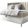 Mobilier1 Lit continental Baltimore 165, Unique, Brun clair, Faux cuir