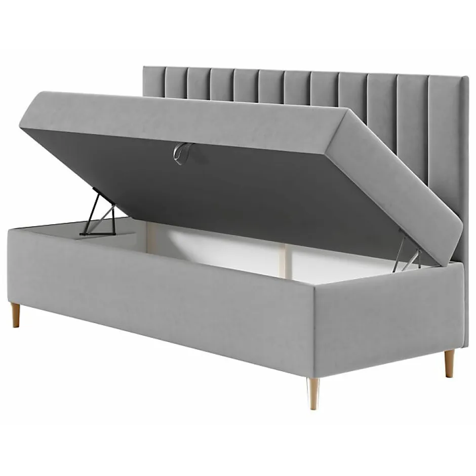Mobilier1 Lit continental Baltimore 165, Unique, Brun clair, Faux cuir