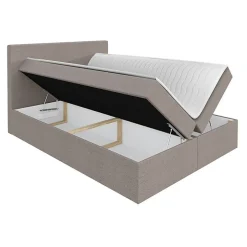 Mobilier1 Lit continental Baltimore 163, Double, Gris, Tissu, Disponible Hot