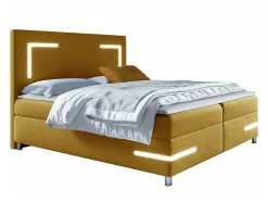 Mobilier1 Lit continental Baltimore 173, Double, Jaune, Tissu, Disponible
