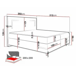 Mobilier1 Lit continental Baltimore 173, Double, Jaune, Tissu, Disponible
