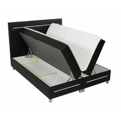 Mobilier1 Lit continental Baltimore 174, Double, Noir, Faux cuir, Disponible Online