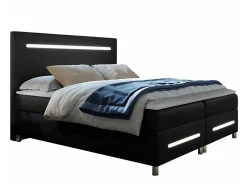 Mobilier1 Lit continental Baltimore 174, Double, Noir, Faux cuir, Disponible Online