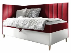 Mobilier1 Lit continental Baltimore 164, Unique, Rouge, Faux cuir, Disponible