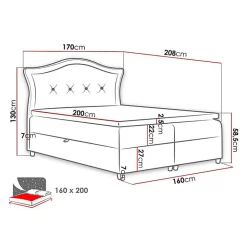 Mobilier1 Lit continental Baltimore 135, Double, Bleu, Tissu, Disponible