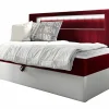 Mobilier1 Lit continental Baltimore 168, Unique, Rouge, Faux cuir, Disponible