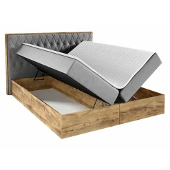 Mobilier1 Lit continental Baltimore 190, Double, Noir, Tissu, Disponible Hot