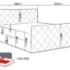 Mobilier1 Lit continental Baltimore 158, Double, Gris, Tissu, Disponible Clearance