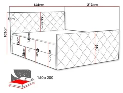 Mobilier1 Lit continental Baltimore 158, Double, Gris, Tissu, Disponible Clearance