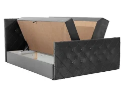 Mobilier1 Lit continental Baltimore 158, Double, Gris, Tissu, Disponible Clearance