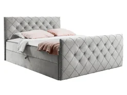 Mobilier1 Lit continental Baltimore 158, Double, Gris, Tissu, Disponible Clearance