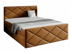 Mobilier1 Lit continental Baltimore 155, Double, Jaune, Tissu, Disponible Clearance