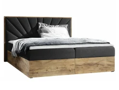 Mobilier1 Lit continental Baltimore 191, Double, Noir, Tissu, Disponible