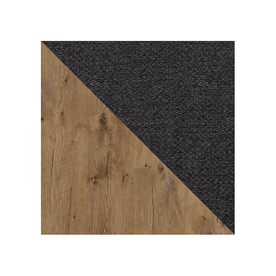 Mobilier1 Lit continental Baltimore 191, Double, Noir, Tissu, Disponible