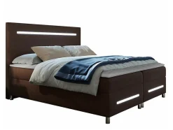 Mobilier1 Lit continental Baltimore 174, Double, Marron, Tissu, Disponible