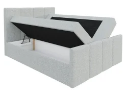 Mobilier1 Lit continental Baltimore 154, Double, Brun clair, Faux cuir