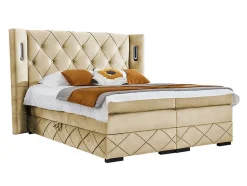 Mobilier1 Lit continental Baltimore 187, Unique, Brun clair, Tissu, Disponible