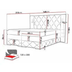 Mobilier1 Lit continental Baltimore 187, Unique, Brun clair, Tissu, Disponible