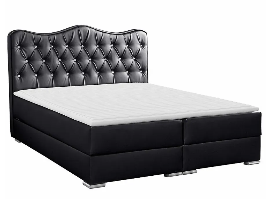 Mobilier1 Lit continental Baltimore 162, Double, Noir, Faux cuir, Disponible New