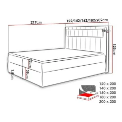 Mobilier1 Lit continental Baltimore 131, Double, Gris, Faux cuir, Disponible Best