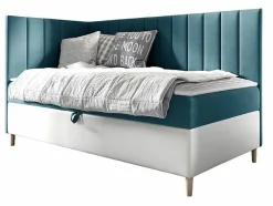 Mobilier1 Lit continental Baltimore 164, Unique, Turquoise, Faux cuir Sale