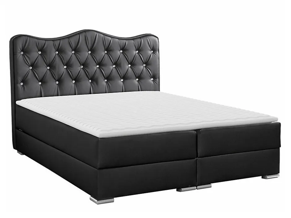 Mobilier1 Lit continental Baltimore 162, Double, Gris, Faux cuir, Disponible