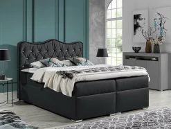 Mobilier1 Lit continental Baltimore 162, Double, Gris, Faux cuir, Disponible