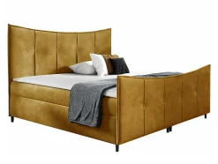 Mobilier1 Lit continental Baltimore 177, Double, Jaune, Tissu, Disponible