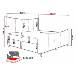 Mobilier1 Lit continental Baltimore 177, Double, Jaune, Tissu, Disponible