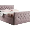 Mobilier1 Lit continental Baltimore 158, Double, Rose, Tissu, Disponible