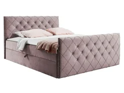Mobilier1 Lit continental Baltimore 158, Double, Rose, Tissu, Disponible