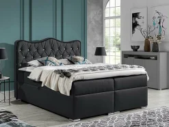 Mobilier1 Lit continental Baltimore 162, Unique, Gris, Faux cuir, Disponible New