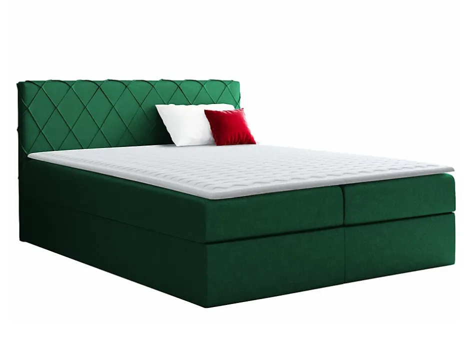Mobilier1 Lit continental Baltimore 127, Unique, Vert, Tissu, Disponible Discount