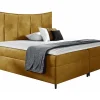 Mobilier1 Lit continental Baltimore 178, Unique, Jaune, Tissu, Disponible