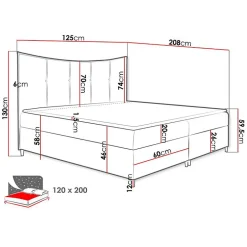 Mobilier1 Lit continental Baltimore 178, Unique, Jaune, Tissu, Disponible