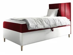 Mobilier1 Lit continental Baltimore 170, Unique, Rouge, Faux cuir, Disponible