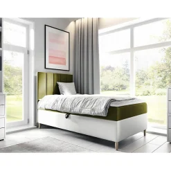 Mobilier1 Lit continental Baltimore 170, Unique, Vert, Faux cuir, Disponible