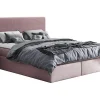 Mobilier1 Lit continental Baltimore 126, Double, Rose, Tissu, Disponible