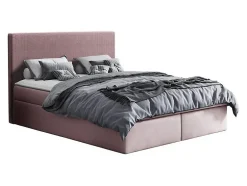 Mobilier1 Lit continental Baltimore 126, Double, Rose, Tissu, Disponible