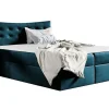 Mobilier1 Lit continental Baltimore 157, Double, Turquoise, Tissu, Disponible
