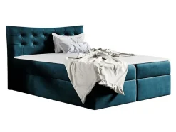 Mobilier1 Lit continental Baltimore 157, Double, Turquoise, Tissu, Disponible