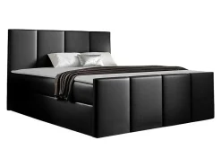 Mobilier1 Lit continental Baltimore 154, Double, Noir, Faux cuir, Disponible