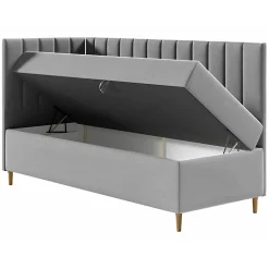 Mobilier1 Lit continental Baltimore 164, Unique, Marron, Faux cuir, Disponible
