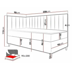 Mobilier1 Lit continental Baltimore 164, Unique, Marron, Faux cuir, Disponible