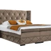 Mobilier1 Lit continental Baltimore 187, Double, Marron, Tissu, Disponible