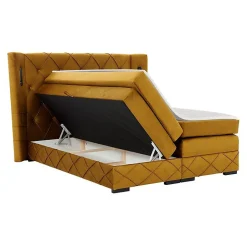 Mobilier1 Lit continental Baltimore 187, Double, Marron, Tissu, Disponible